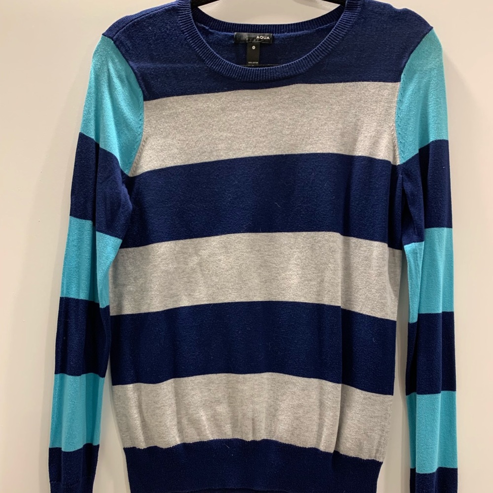 Aqua Striped Grey and Blue Sweater